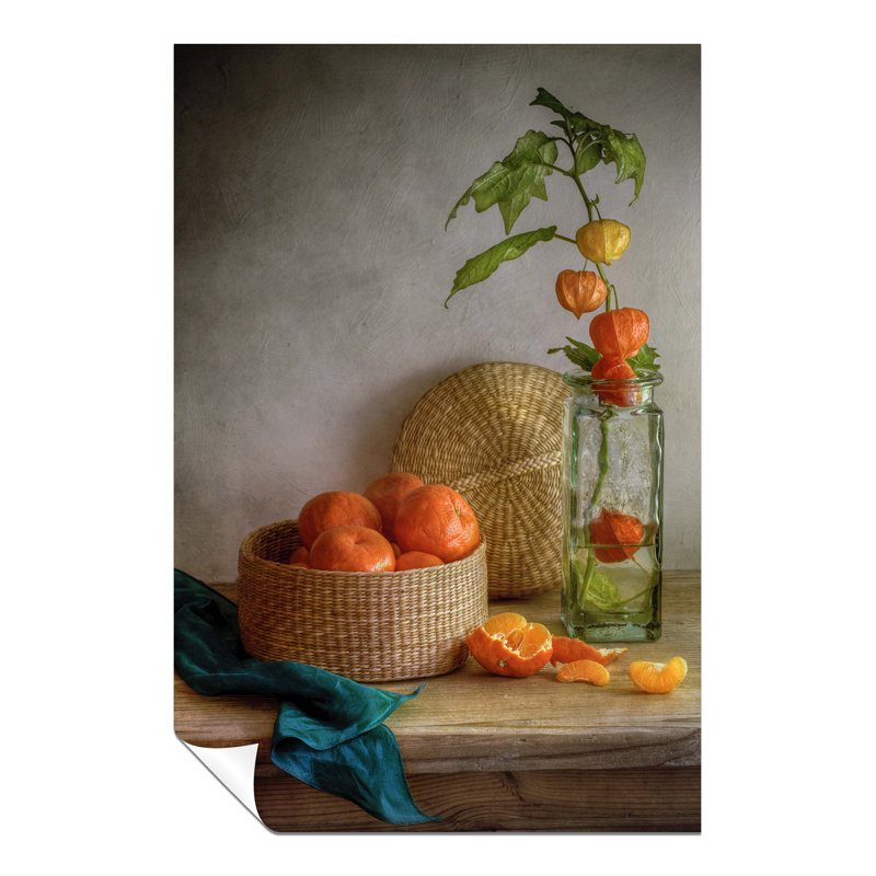 Peeled Oranges On A Rustic Basket - No Frame Print, 31cm H x 20cm W