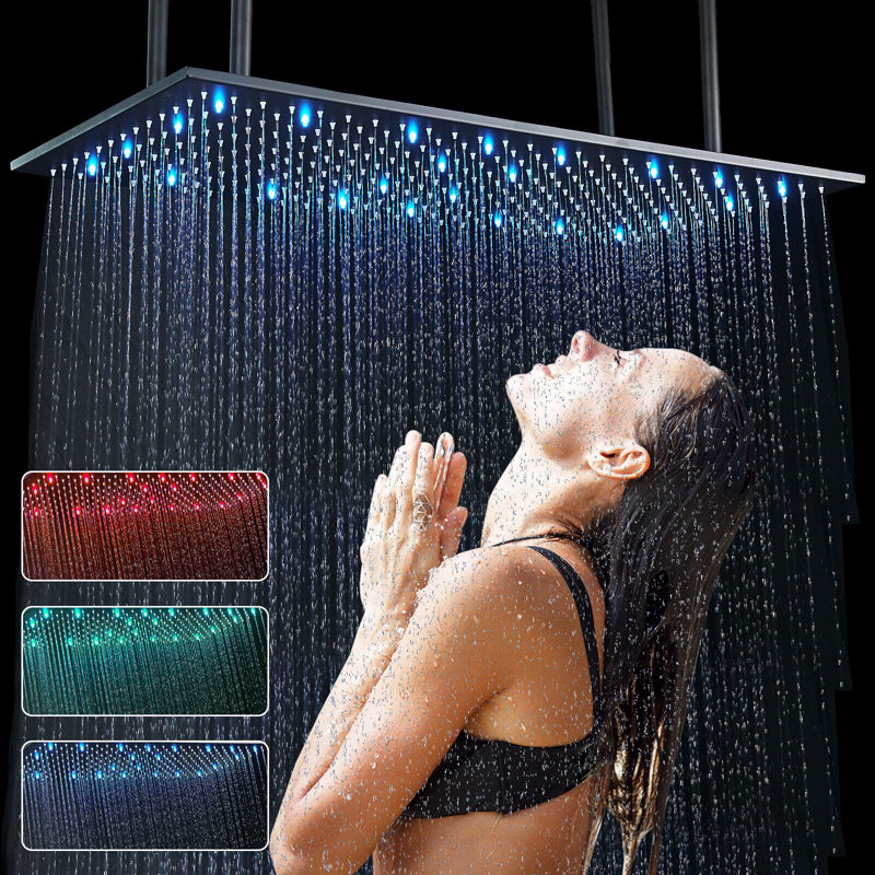 Pomme de douche à pluie fixe 2,5 GPM GPM avec DEL basée sur la température