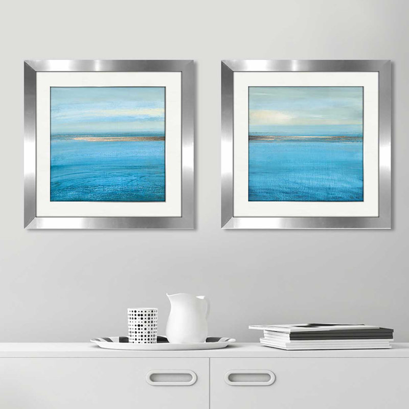 « ocean currents i », ensemble de 2 reproductions de peintures à l’acrylique encadrées, H 16,5 po x l 33 po x P 1 po