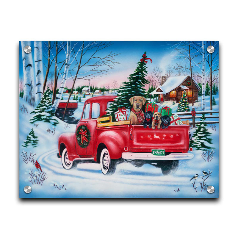 «Holiday Puppy Ride» par Robert Andrea, Plastique / acrylique, Non, H 8 po x l 10 po
