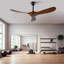 Ventilateur de plafond en bois massif de 52 pouces à 3 pales (sans lumière), 6 réglages de vitesse, réversible, minuterie, fonction mémoire, onduleur DC, télécommande, ventilateur de plafond de style rétro pour les chambres et les salles à manger