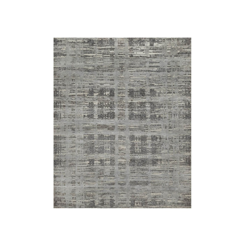 Tapis oriental rectangulaire gris en laine noué à la main 8 pi 1 po x 10 pi 1 po - MOA10291832