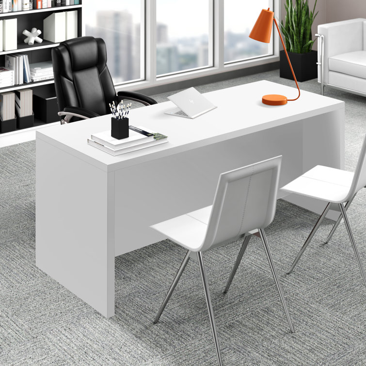 Idael Solid Wood Top Metal Base Desk Shell
