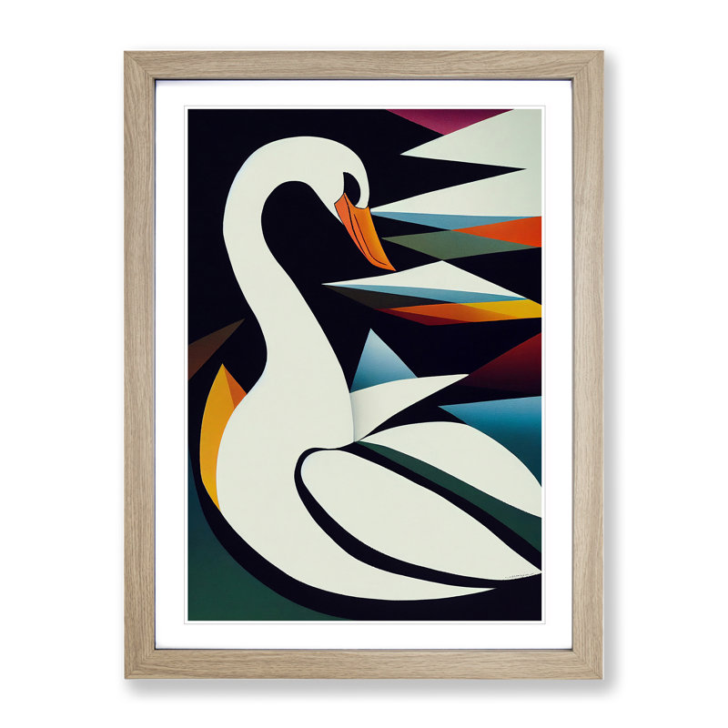Swan in - Framed Print, Oak, 46cm H x 34cm W x 2cm D