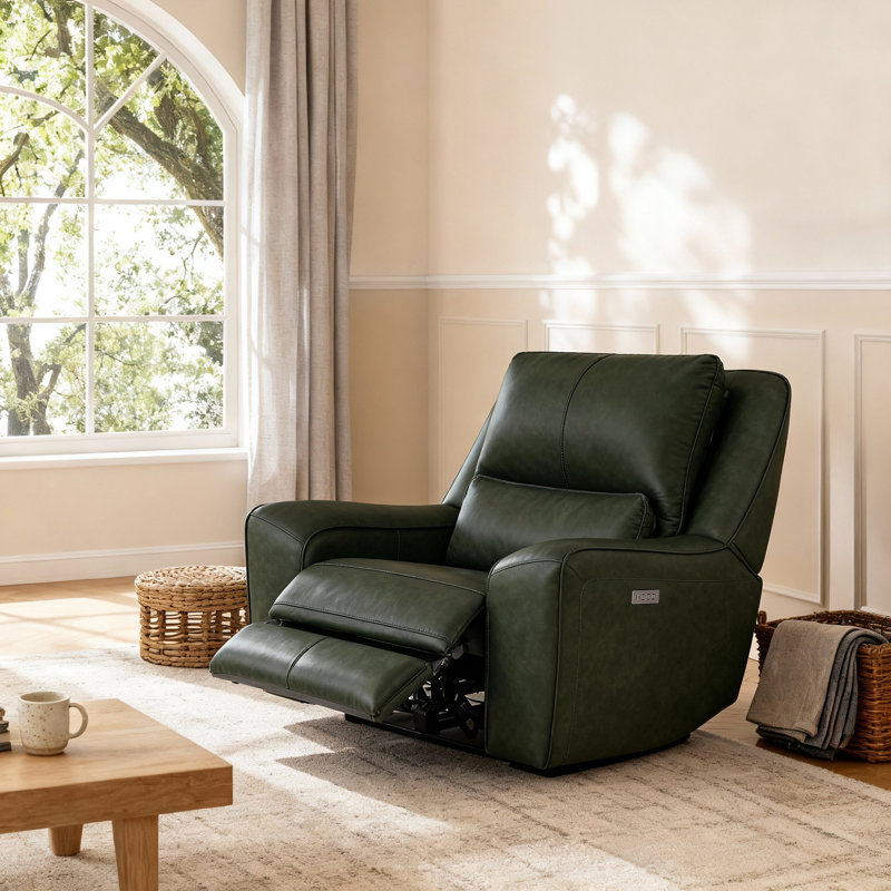 Fauteuil inclinable électrique en cuir fleur avec zéro gravité, appui-tête réglable et soutien lombaire
