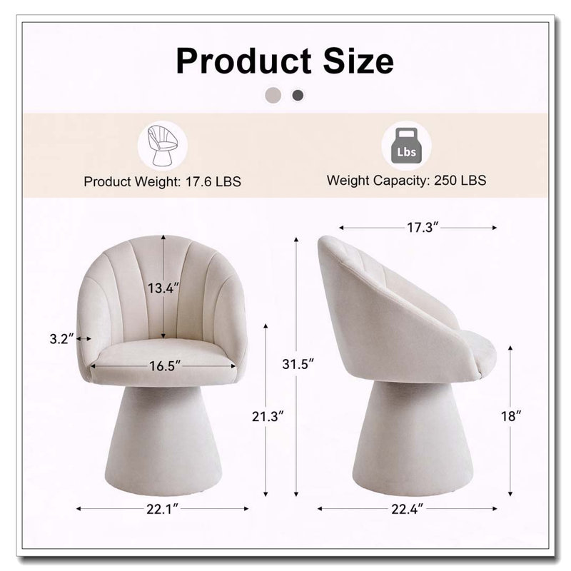 Fauteuil pivotant en chenille, Beige