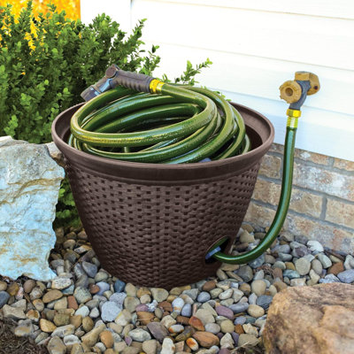The  18" Woven Garden Hose Holder, Up to 100 Ft Capacity, Chocolate