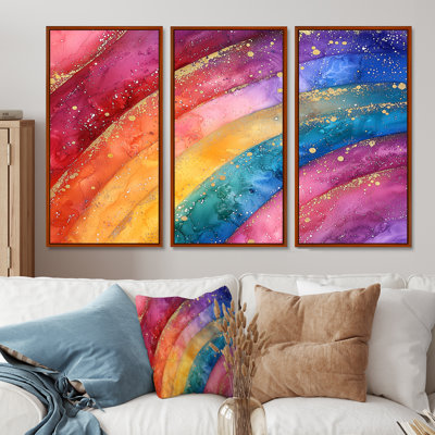 Radiant Cascade Of Rainbow II - Rainbow Wall Art Set