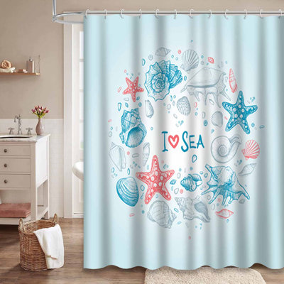 Rideau de douche dessiné avec 12 crochets