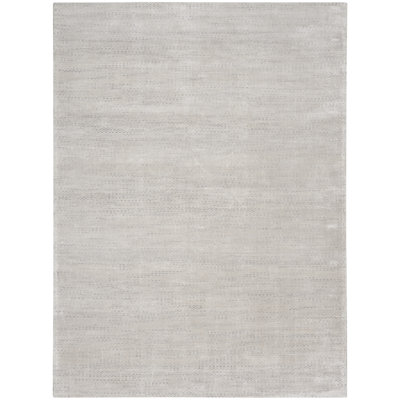 Tapis gris rayé en laine / viscose fait à la main Rectangle Valley
