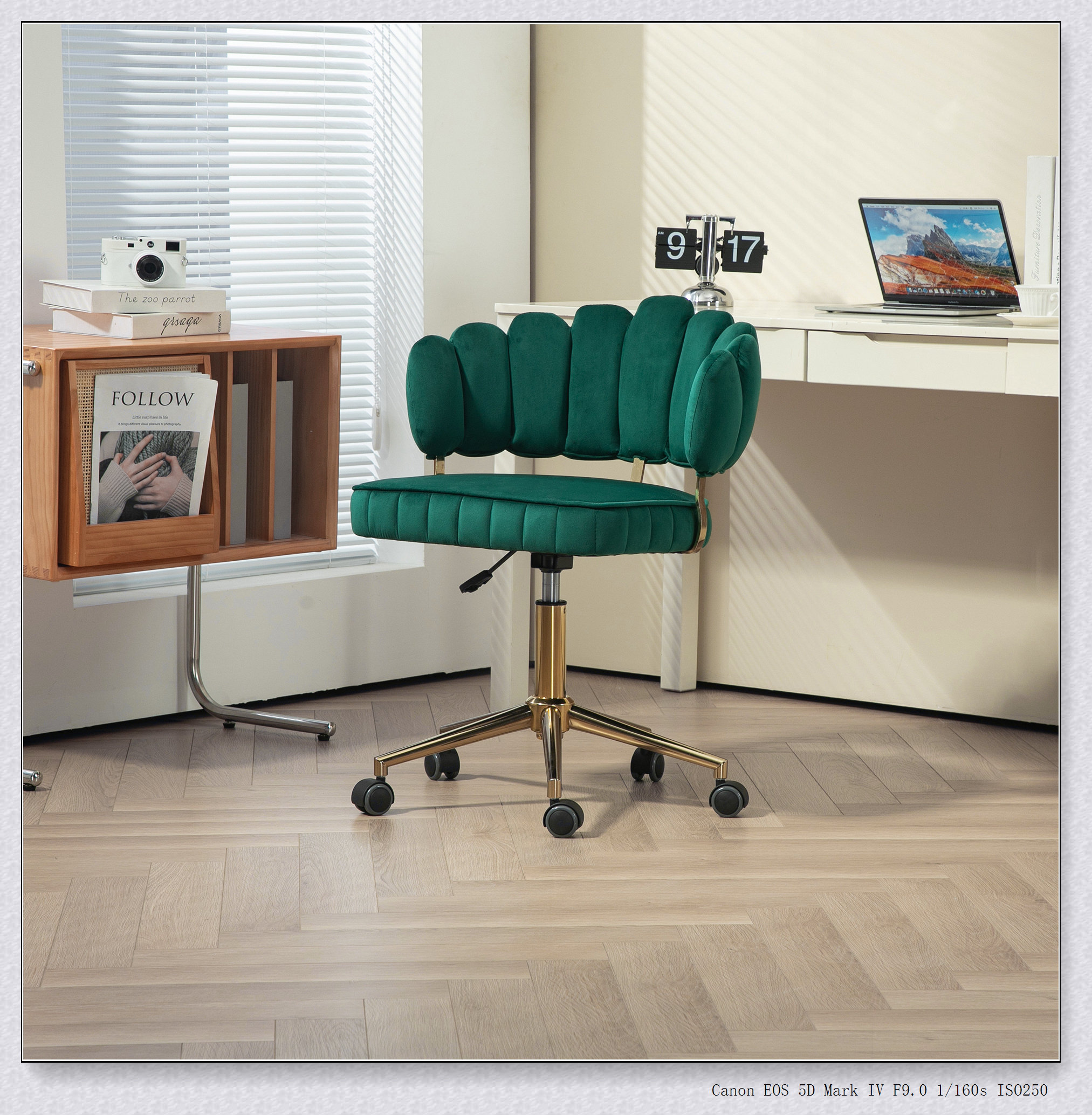 Winston Porter Velvet Home Office Desk Chair, Modern Cute Computer ...