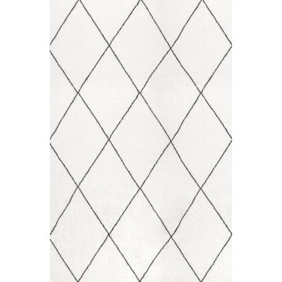 Tapis ivoire à poils longs Addy Trellis