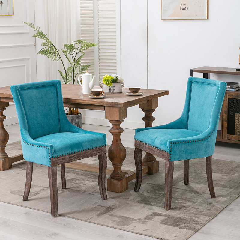 Chaise d'appoint latérale, chaises en tissu épaissi et pieds en bois massif