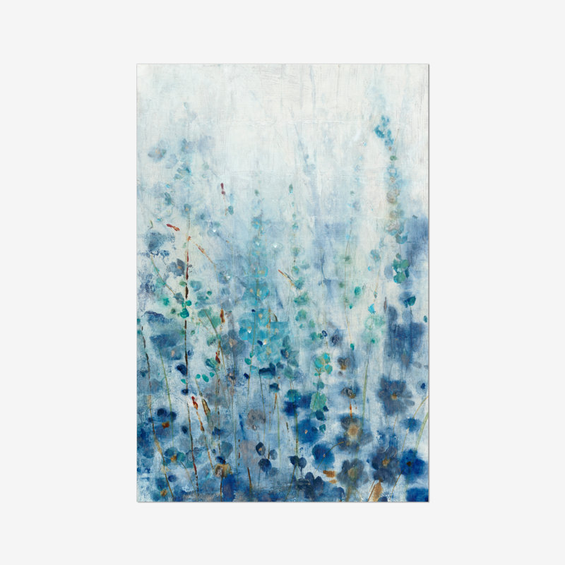 Misty Blooms I - Painting, 76cm H x 51cm W, Black Floater Framed Canvas