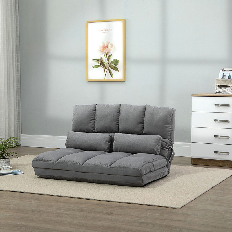 Fauteuil convertible HOMcom, H 23,5 po x l 40,3 po x P 28,8 po, Polyester gris clair