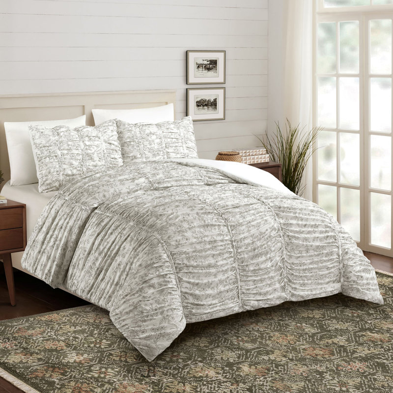 Ensemble d'édredon texturé Floral Toile, Édredon double / grand + 2 taies décoratives sta