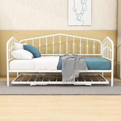 Metal Twin Daybed with Twin Adjustable Trundle