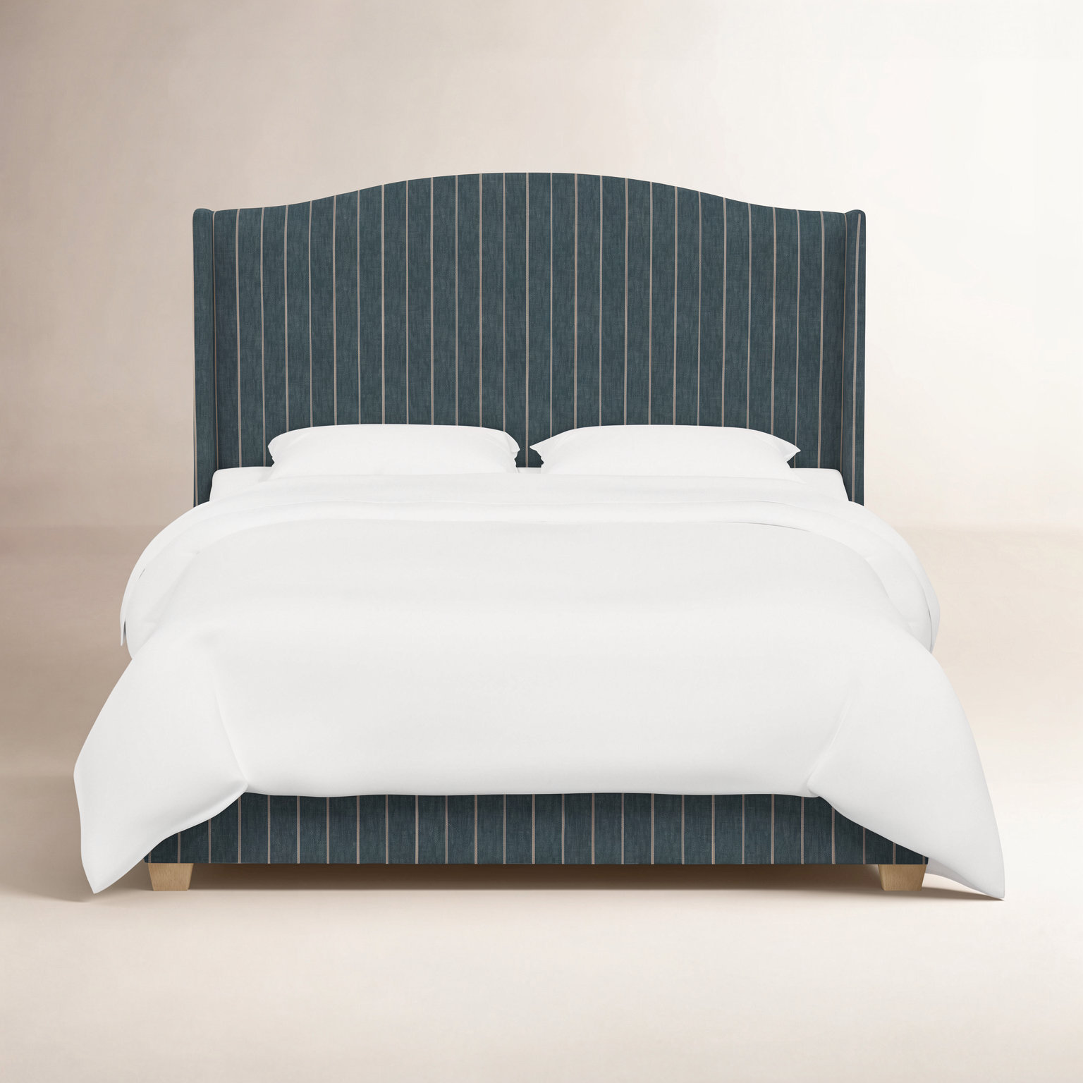 Hagerman Cotton Wingback Bed, California King, Fritz Indigo Stripe