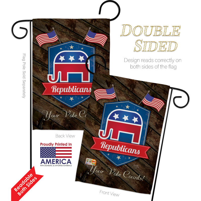 Patriotic Multi-Color Double-Sided Garden Flag Set with Pole