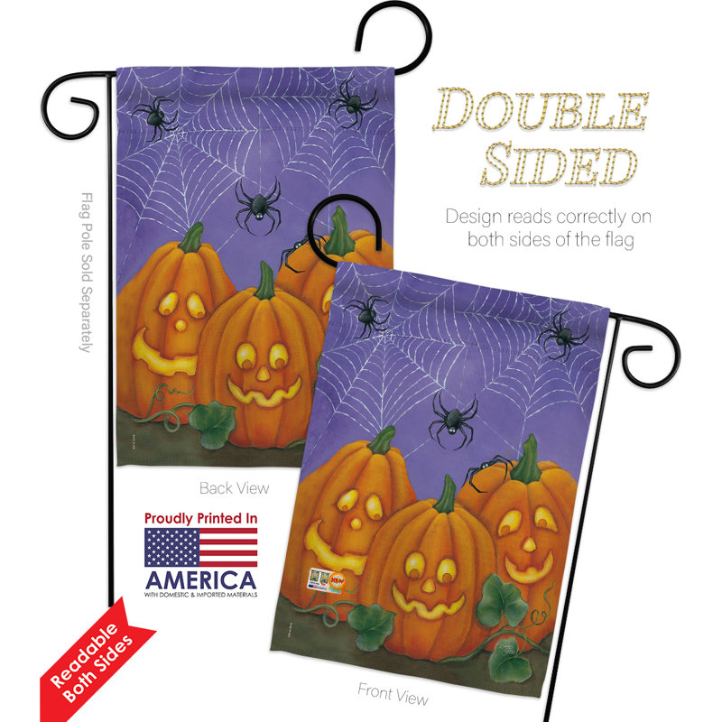 3 citrouilles polyester de 2 côtés 19 po x 13 po drapeau de jardin