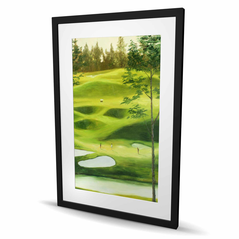 «Big Golf Course - Contemporary Loisirs», reproduction d'art encadrée, Noir