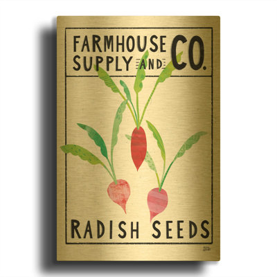 'Kitchen Garden Seed Packet 1' By Melissa Averinos Gold Metal Wall Art, 24" x 36"