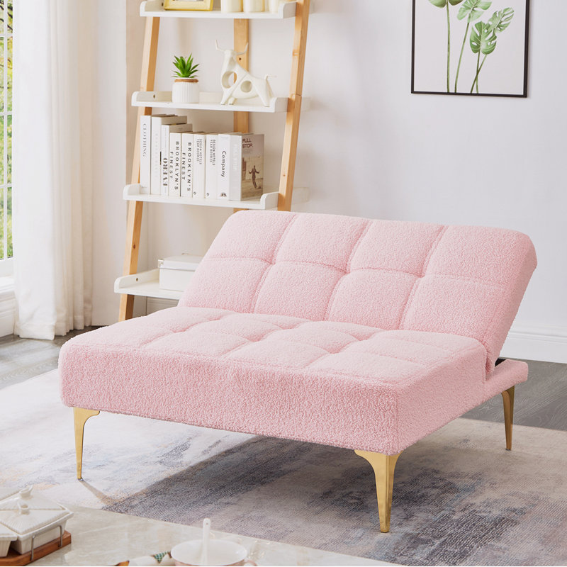 Yanelys 35.5'' Wide Teddy fabric Tufted Side Chair, 1, Pink Fabric