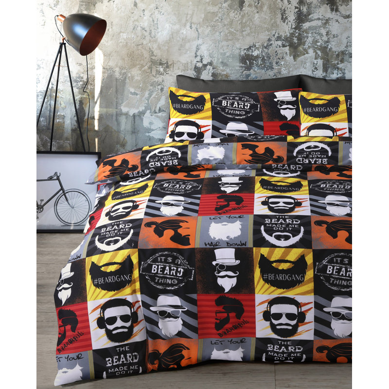 Rasheema Duvet Set, Black, Fun Its A Beard Thing, Double - 2 Standard Pillowcases