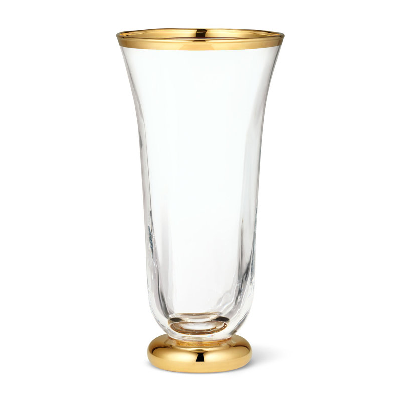 Sophia Hand-Blown Crystal Flute Glasses with Gold Rim, Set of 2