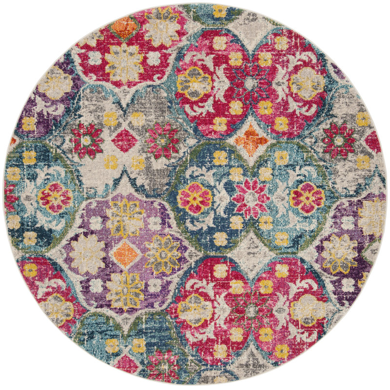 Moloney Performance Floral Rug, Round 6'7"
