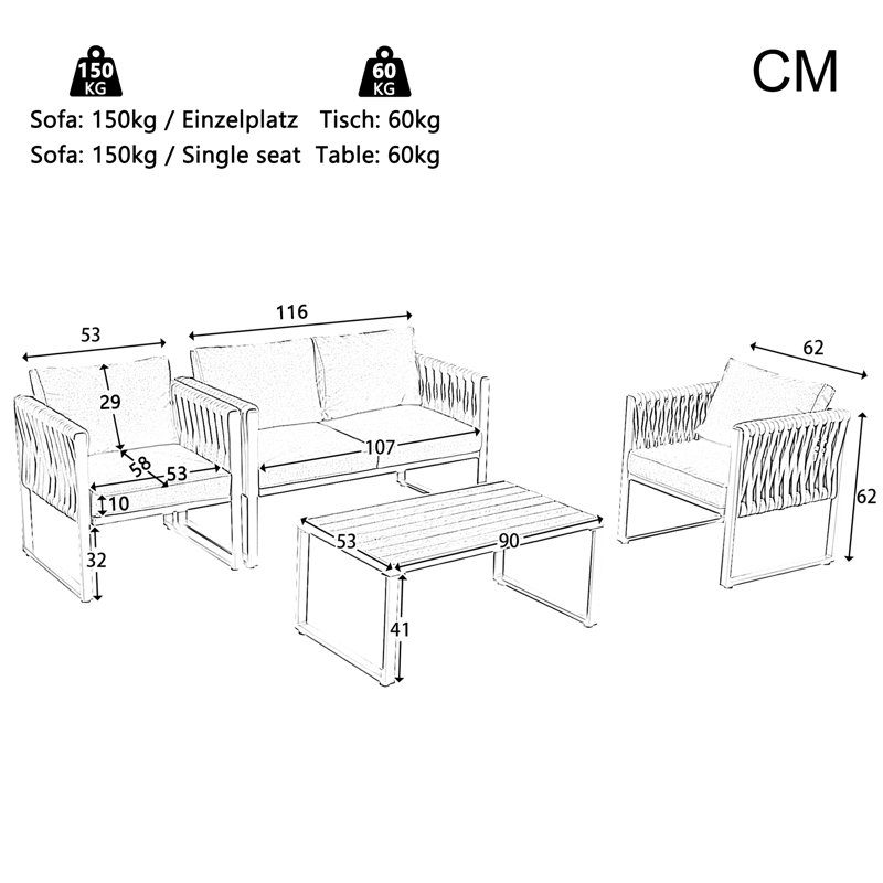 Wicker 7 - Person Garden Lounge Set with Cushions