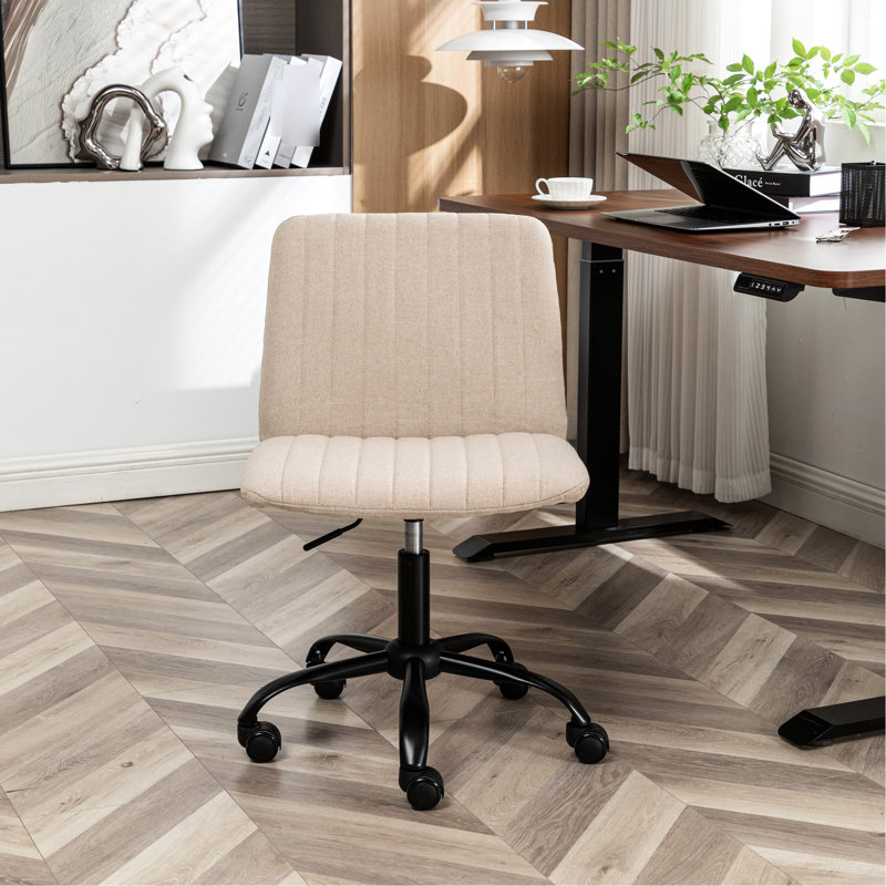 Chaise de bureau en tissu beige - capacité de pivotement à 360 °, hauteur réglable, rembourrage en mousse épaisse, fabrication en métal solide, fonctionnalité 5 pour plus de facilité, hauteur réglable, tissu respirant, support, base luxueuse
