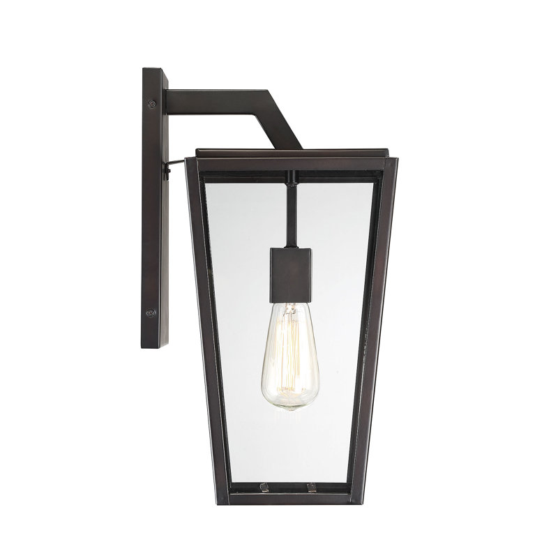 Breton English Bronze Outdoor Wall Lantern, 16.375" H x 8" W x 8" D