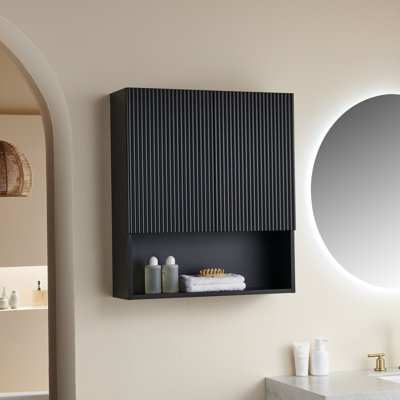Ensemble de salle de bain EIDEN 30 + TOBI 26, meuble-lavabo mural flottant, plateau en pierre frittée blanche, lavabos en céramique, trous de robinet pré-percés, robinet et drain exclus, couleur noire