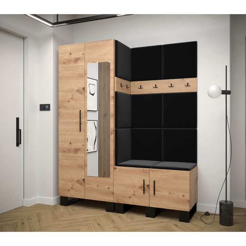 Adriane Hallway Set with Storage Bench and Shoe Storage, Black/Brown