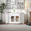 Buffet avec rangement, buffet moderne avec portes, armoire à café avec tiroir et tablette réglable en bois, blanc