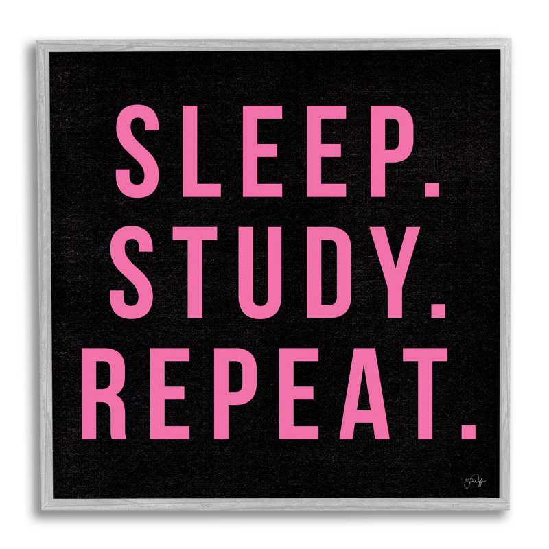 " Sleep Study Repeat ", 12" W x 12" H, Farmhouse Gray Framed Giclee