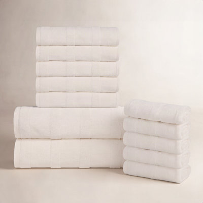 Oilton 12-Piece Ribbed Cotton Bath Towel Set