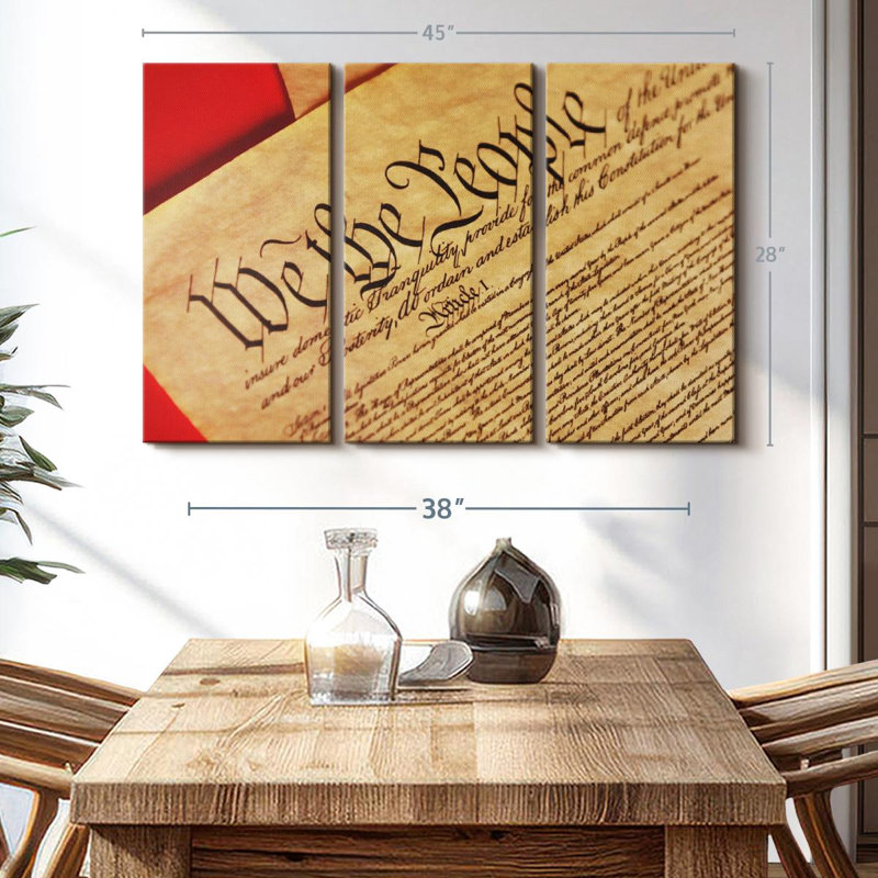 «Constitution On Parchment» sur toile, H 28 po x l 45 po x P 1,25 po