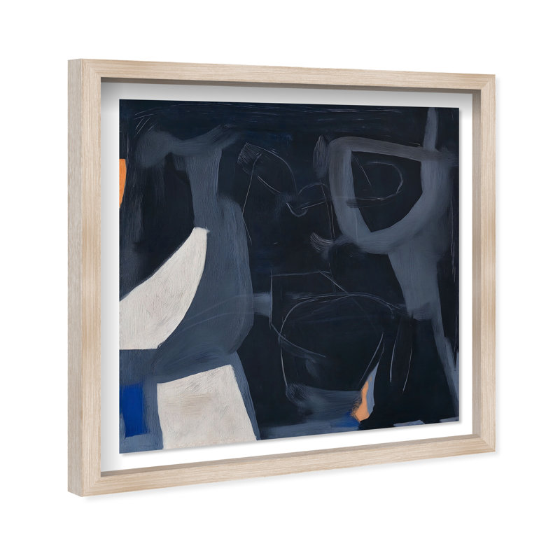 Obscured Voices I Shadowbox Abstract Print by Oliver Gal, Black Frame, 12 x 12, 13.5"H x 13.5"W, Natural Oak Frame