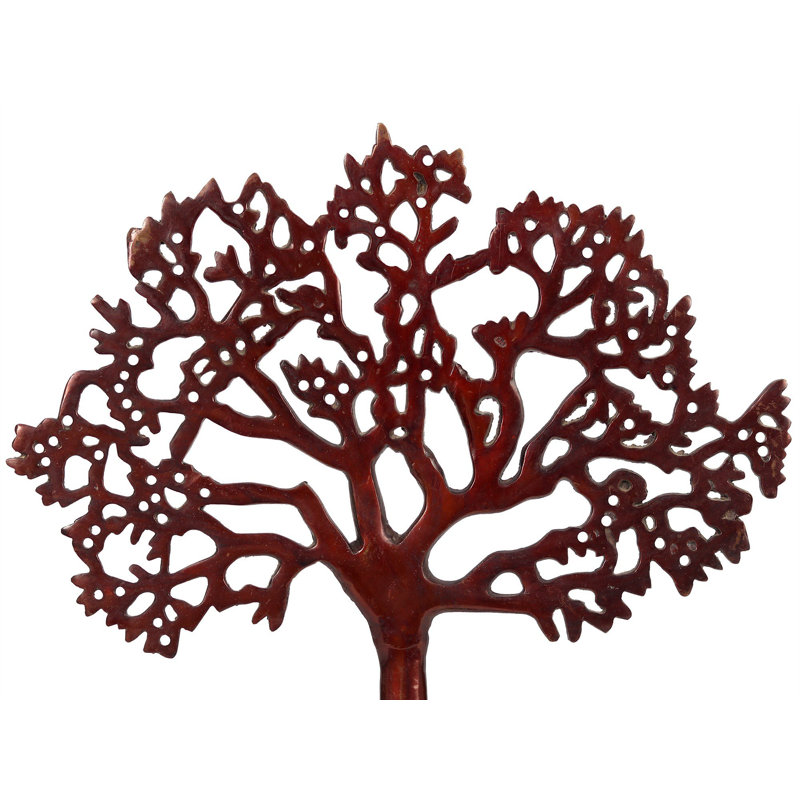 Sculpture d'arbre de frangipanier en laiton fait à la main 17 po - Fleur de champa, décoration symbolique pour les manteaux, les tablettes et les salons