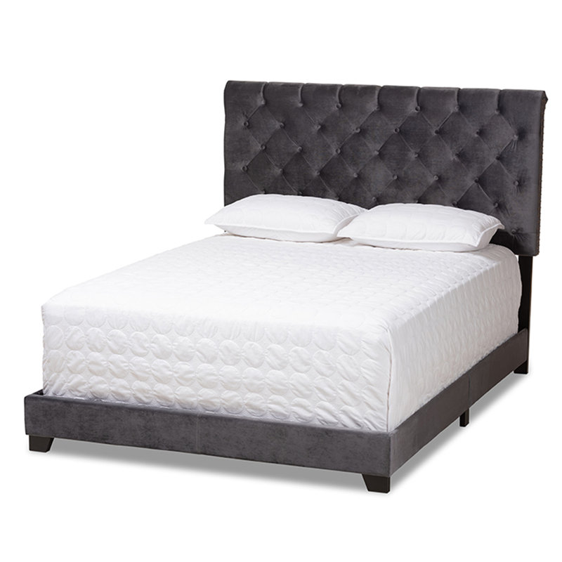 Upholstered Standard Bed, Queen, Dark Gray