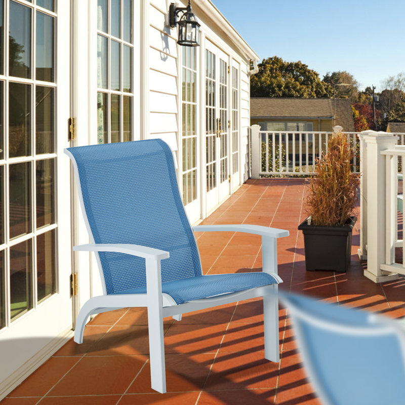 Eillet Outdoor Adirondack Chair, White, Blue