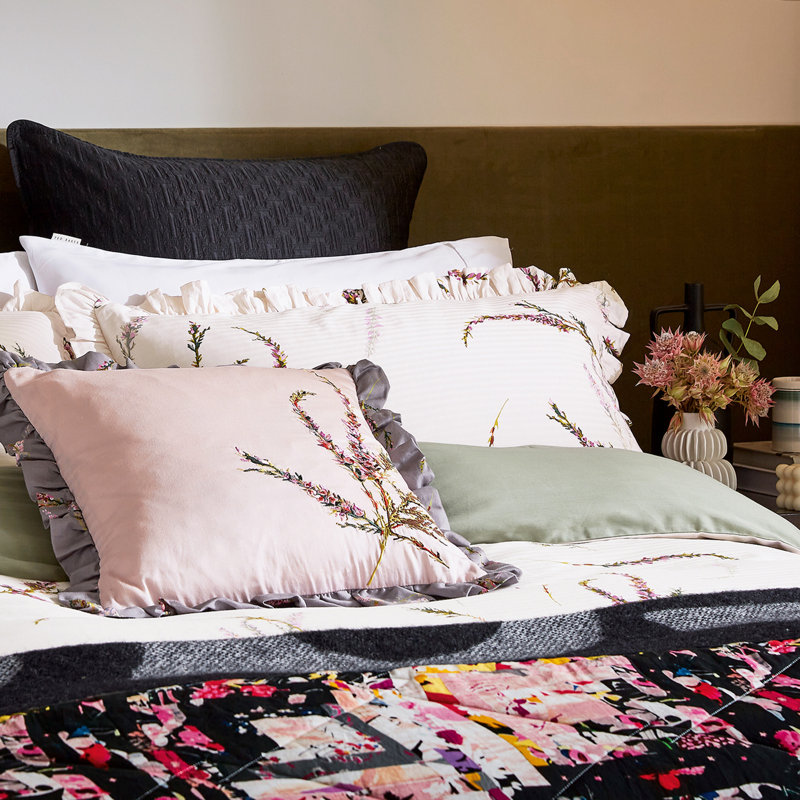 Ensemble d'édredon Ted Baker Heather, taupe, Édredon très grand et 2 taies décoratives stand