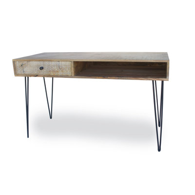 Panek Solid Wood Top Metal Base