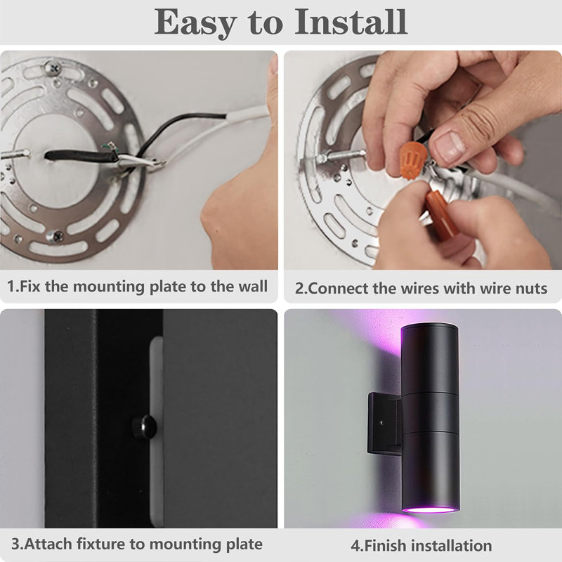 Smart Porch Light Wifi RGB Outdoor Wall Lights 2 Pack, Dimmable Cylinder Exterior Lighting Fixture App Control With Remote, No Hub Required Outdoor Sconce For Doorway Theater Garage, ETL Listed