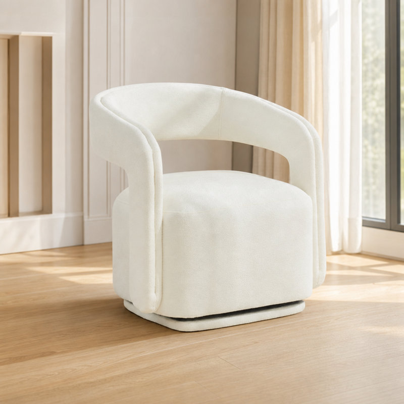 Fauteuil d'appoint pivotant en chenille souple avec dossier incurvé et dossier ergonomique confortable avec base pivotante robuste Dimensions généreuses du siège
