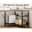 L-Shaped Metal Base Computer Desk with Power Outlet-1968011559