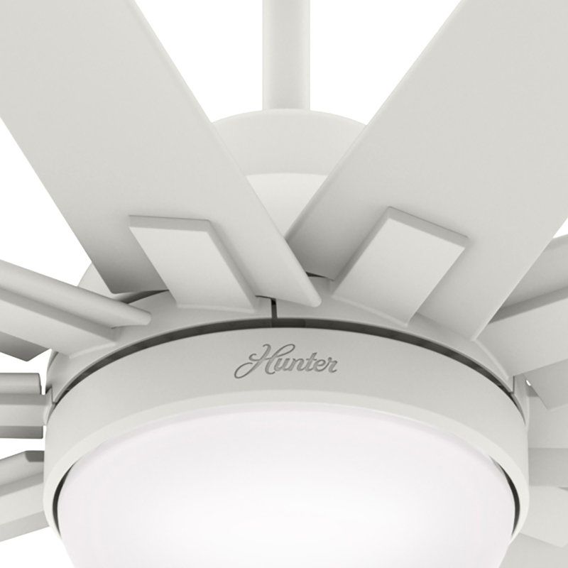 72" Overton 10 - Blade Outdoor Ceiling Fan with Remote Control and Light Kit Included, Matte White