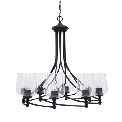 Sadea 8 Light Uplight Chandelier Shown With 5" Clear Bubble Glass